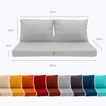 Ensemble de coussins de salon jardin gris galet pour fauteuils et canapés, déhoussables et anti-UV, comprenant 1 assise et 2 dossiers