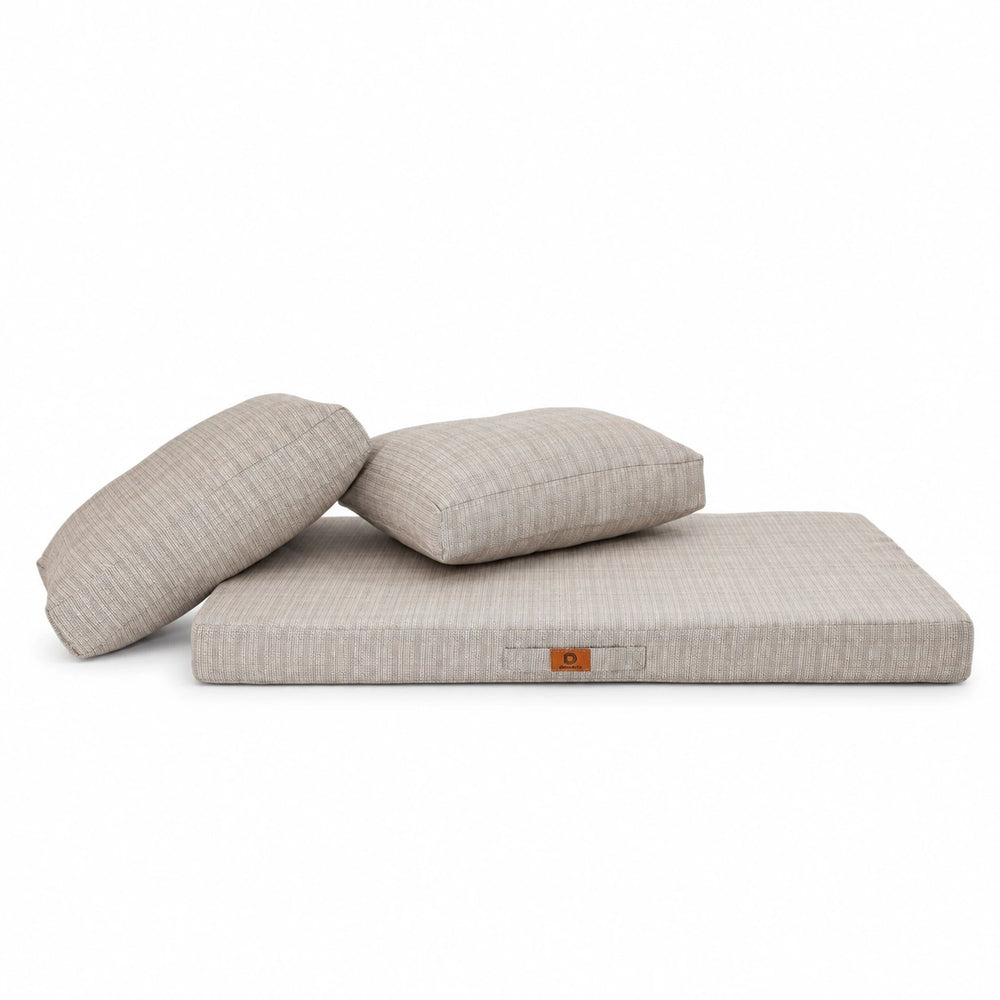 Set Cuscini Salotto da Giardino 100x50 Beige Melange Nero – 1 seduta e 2 schienali separati