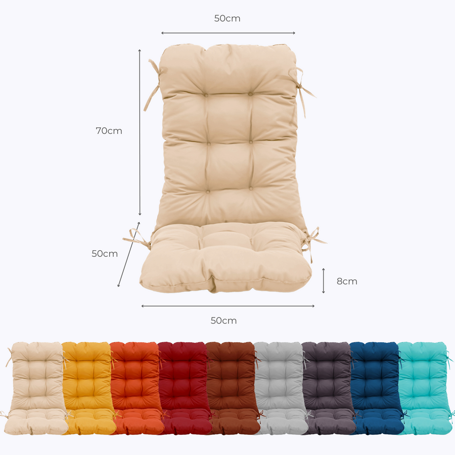 Cuscino Sedia con Schienale Alto 120x50 Beige – dimensioni
