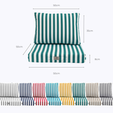 Coussins pour salon de jardin déhoussable 50x50cm - Rayure Vert - Déco Arts