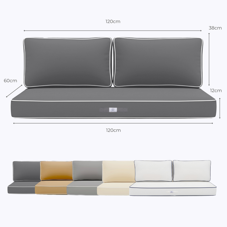 Coussins pour salon de jardin déhoussable premium 120x60cm - Gris foncé - Déco Arts