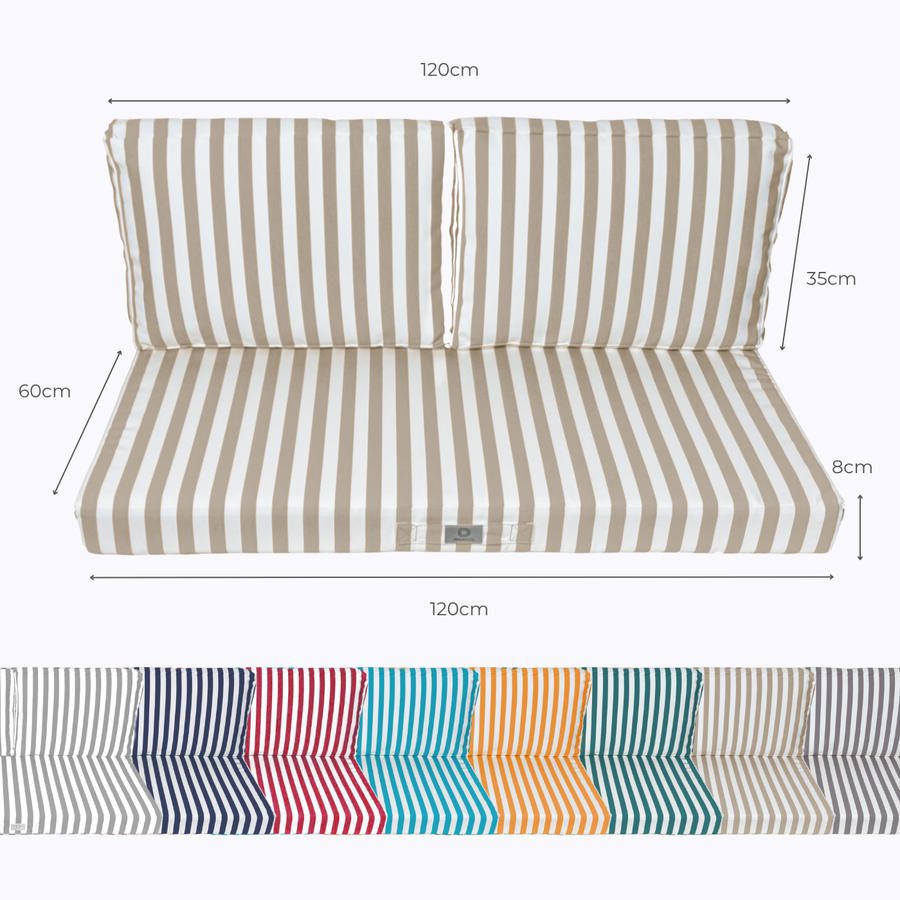 Set Cuscini Salotto da Giardino 120x60 Riga Beige – dimensioni