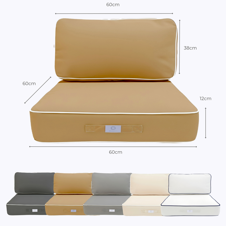 Coussins pour salon de jardin premium déhoussable 60x60cm - Moka - Déco Arts