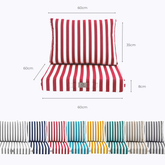 Coussins pour salon de jardin déhoussable 60x60cm - Rayure rouge - Déco Arts