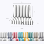 Ensemble de coussins de salon jardin rayés beige 60x60 cm pour fauteuils et canapés, avec assise et dossier, en tissu 270g.