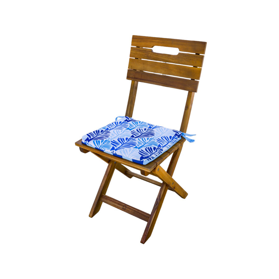 Set di 4 Cuscini per Sedia 35x35 Motivo Fogliame Blu, tessuto in poliestere