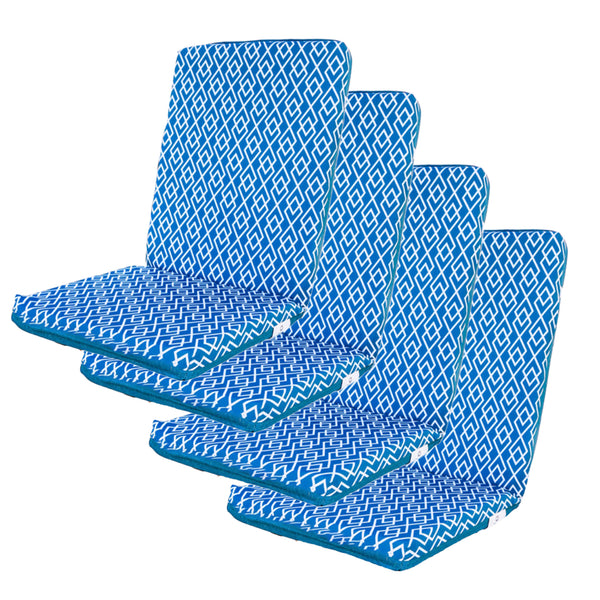 Lot de 4 Coussins pour chaises 95 x 40 cm motif Géométrique Vert - Deco-arts.fr