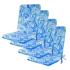 Set di 4 Cuscini Sedia con Schienale Alto 95x40 - Motivo Arabesco (Comfort 5cm)