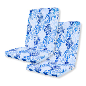 Lot de 2 Coussins Chaise Haut Dossier 95x40 - Motivo Fogliame Blu (Comfort 5cm)