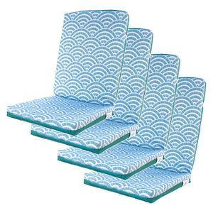 Set di 4 Cuscini Sedia con Schienale Alto 95x40 - Motif Éventails Verdes (Comfort 5cm)