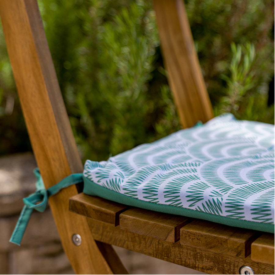 Set di 4 Cuscini per Sedia 35x35 Motif Éventails Verdes, per interno ed esterno