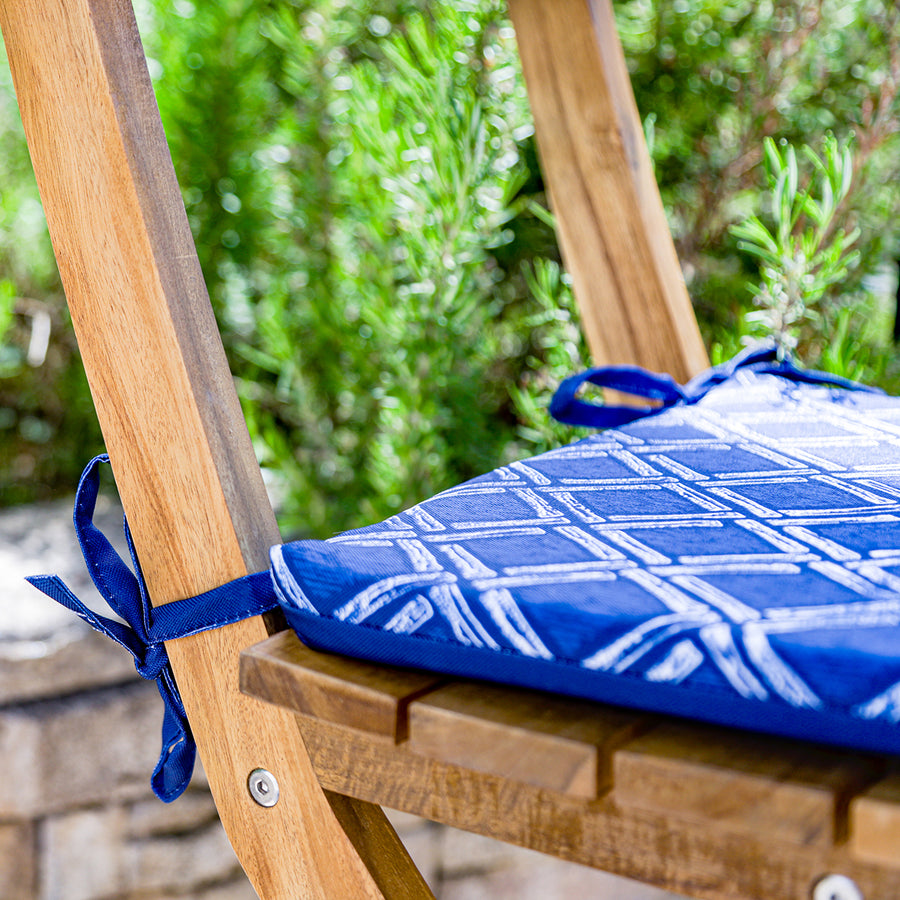 Set di 4 Cuscini per Sedia 35x35 Motif Nautique Blu, per interno ed esterno