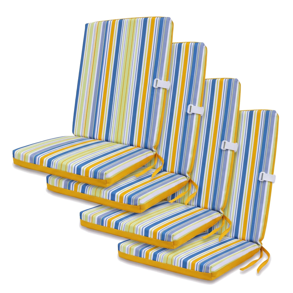 Set di 4 cuscini per sedia schienale alto 95x40, Motivo Righe Solari