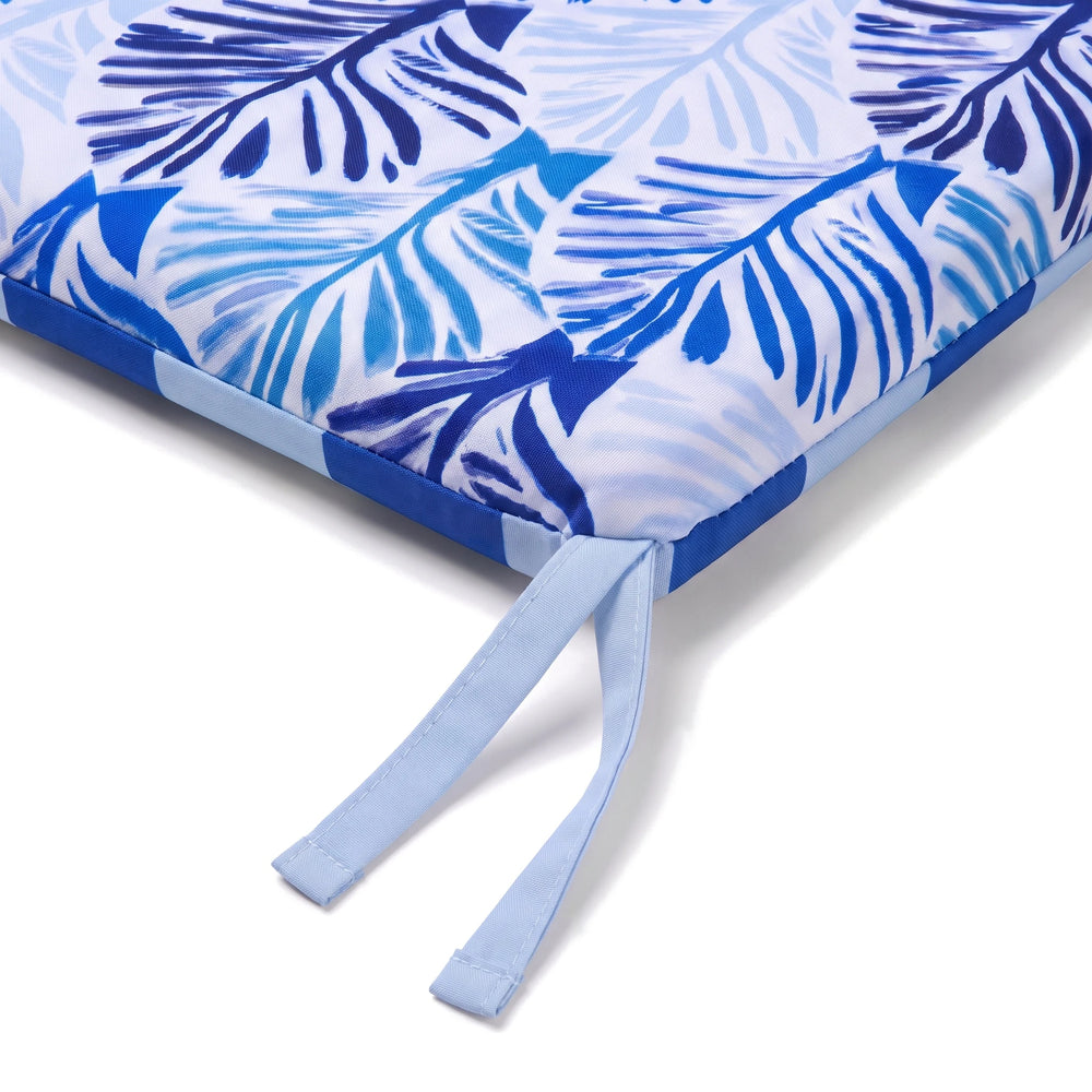 Cuscino per sedia 35x35 Motivo Fogliame Blu – dettaglio del laccio
