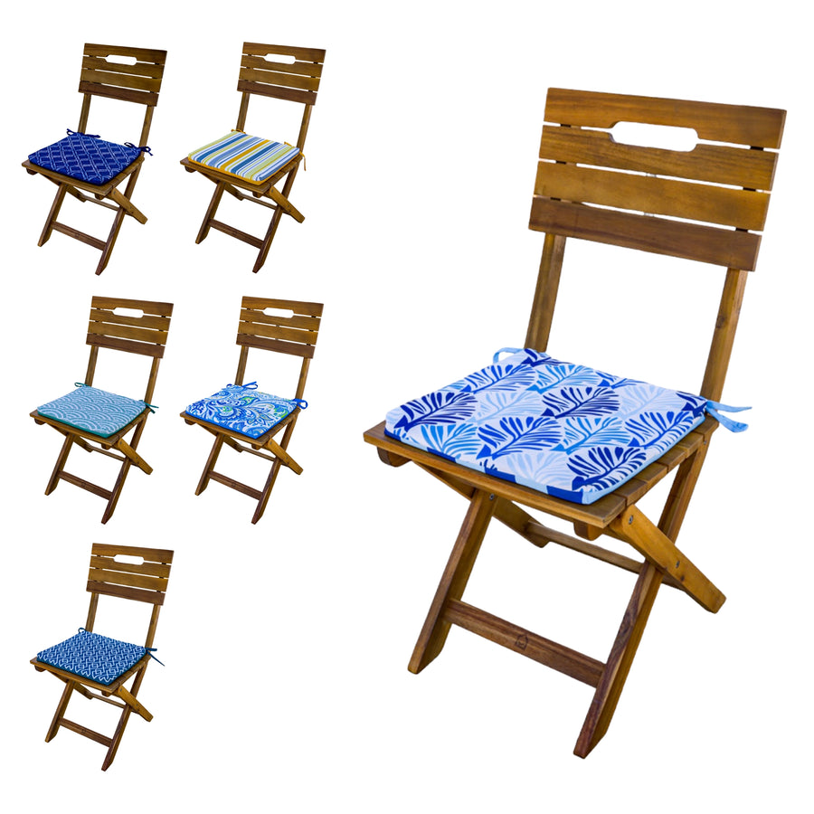 Set di 4 Cuscini per Sedia 35x35 Motivo Fogliame Blu – foto 6