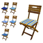 Coussin pour fauteuils et canapés Deco-arts.fr, lot de 4 galettes de chaise 35x35 cm avec motif rayures solaires et attaches.