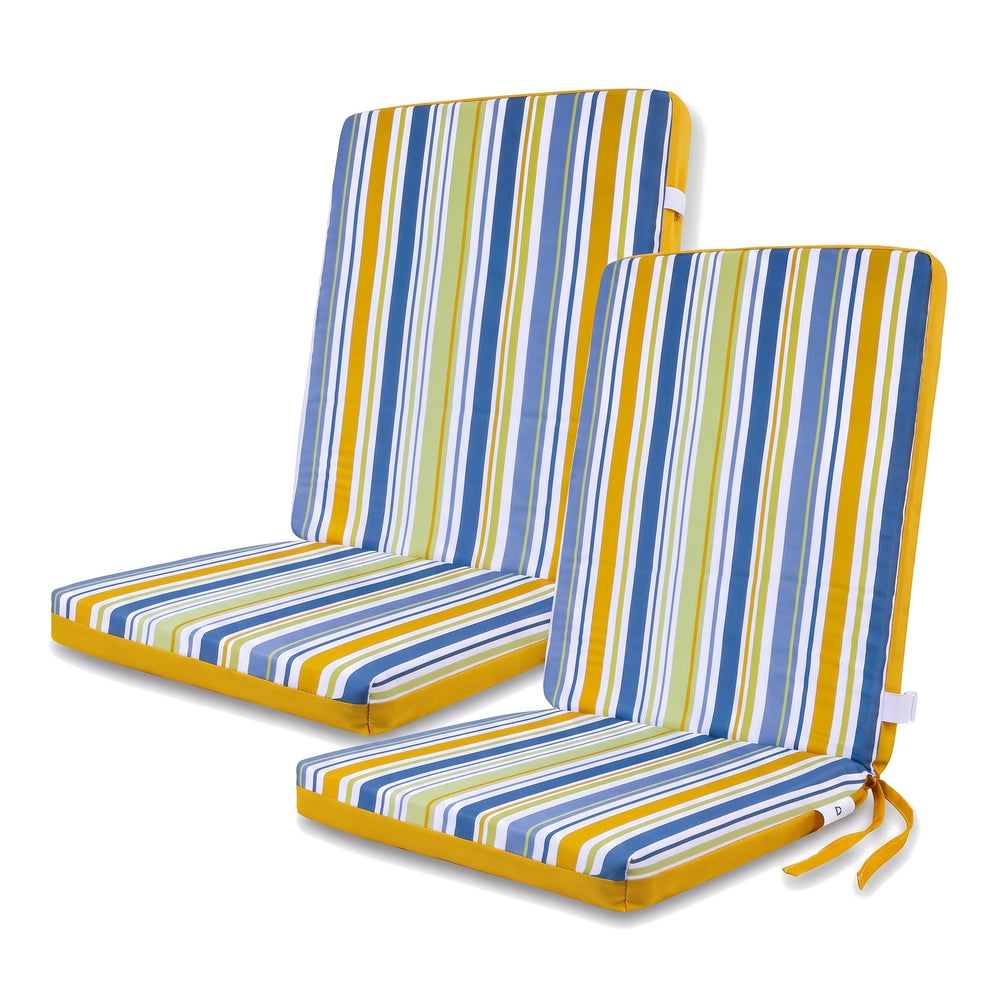 Set di 2 cuscini per sedia schienale alto 95x40, Motivo Righe Solari