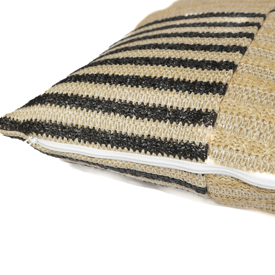 Fodera Cuscino Effetto Rafia a Righe 30x50, per interno ed esterno