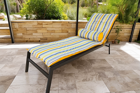 SET DI 2 cuscini per chaise longue e cuscino 195x60x5cm e 45x18cm motivo a strisce solari