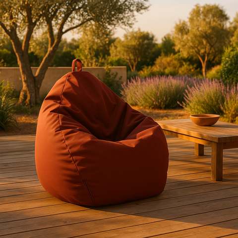 Pouf poire XL d'extérieur - 110x120 cm - Terracotta