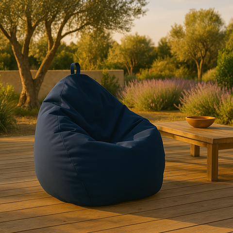 Pouf poire XL d'extérieur - 110x120 cm - Bleu Pétrole