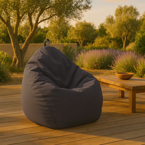 Pouf poire XL d'extérieur - 110x120 cm - Gris Carbone