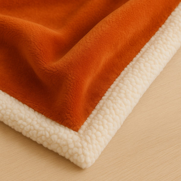 Plaid en flanelle Sherpa double face terracotta 150x200 cm, épais 480 g/m², idéal pour canapé, marque Deco-arts.fr