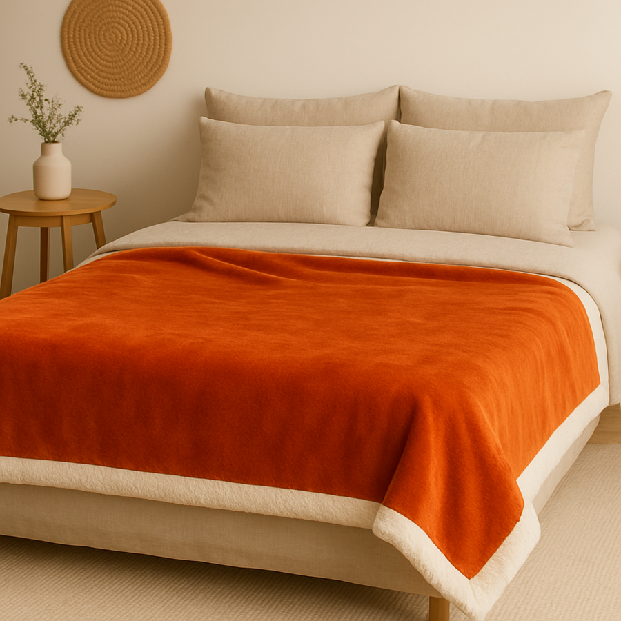Coperta Sherpa in Flanella 150x200 Terracotta – foto 4
