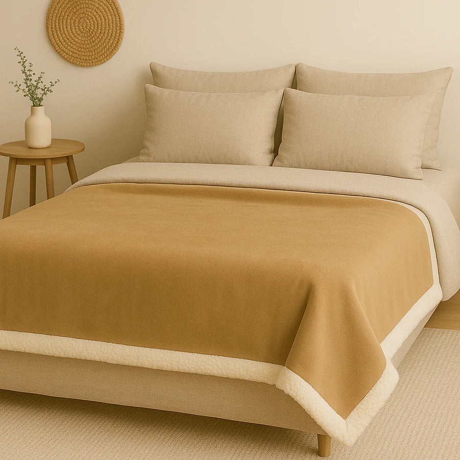 Coperta Sherpa in Flanella XXL 200x240 Beige – foto 4