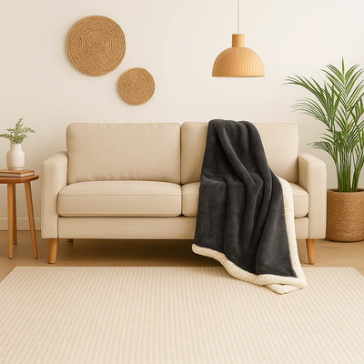 Plaid Sherpa Flanelle 150x200 Gris Anthracite - vue principale