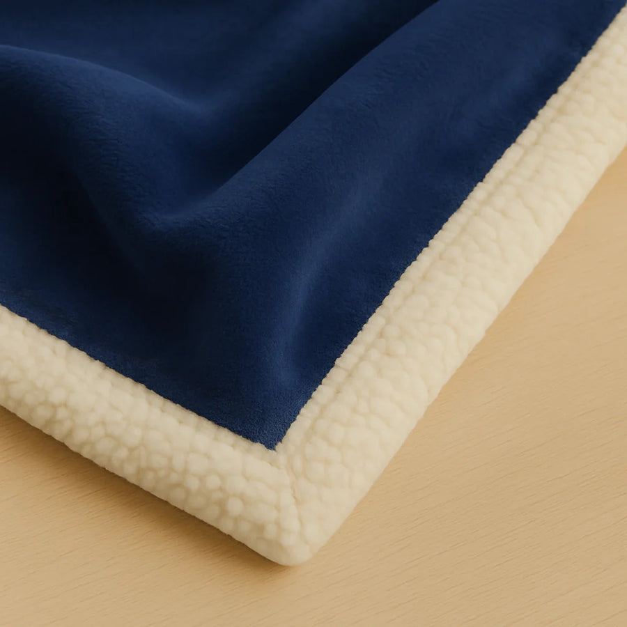 Coperta Sherpa in Flanella 150x200 Blu Navy – foto 5