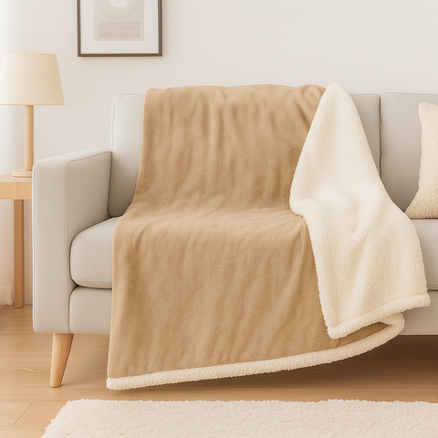 Plaid Sherpa Flanella 480G/M² 200x240 Beige DECO ARTS
