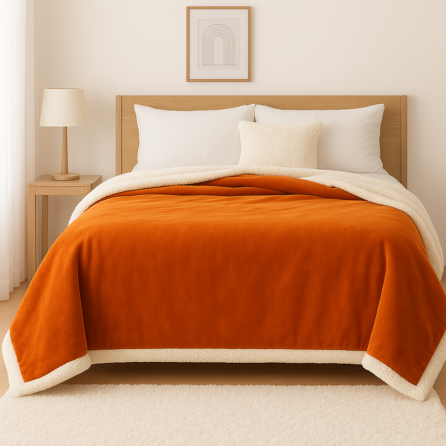 Coperta Sherpa in Flanella XXL 200x240 Terracotta, per interni