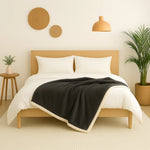 Plaid Sherpa Flanelle 150x200 Gris Anthracite - vue latérale