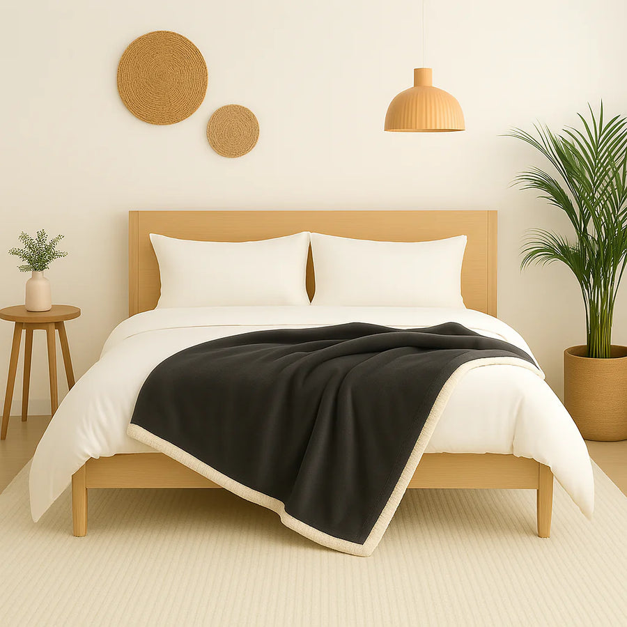 Coperta Sherpa in Flanella 150x200 Grigio Antracite – foto 4