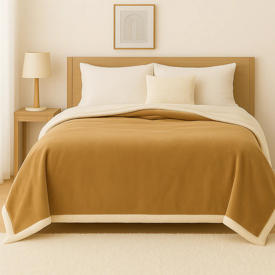 Coperta Sherpa in Flanella XXL 200x240 Beige, per interni