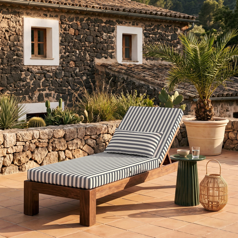 Materassino Sdraio Premium 190x60 Riga Grigio Scuro - Spesso 10cm & Poggiatesta (Sfoderabile)