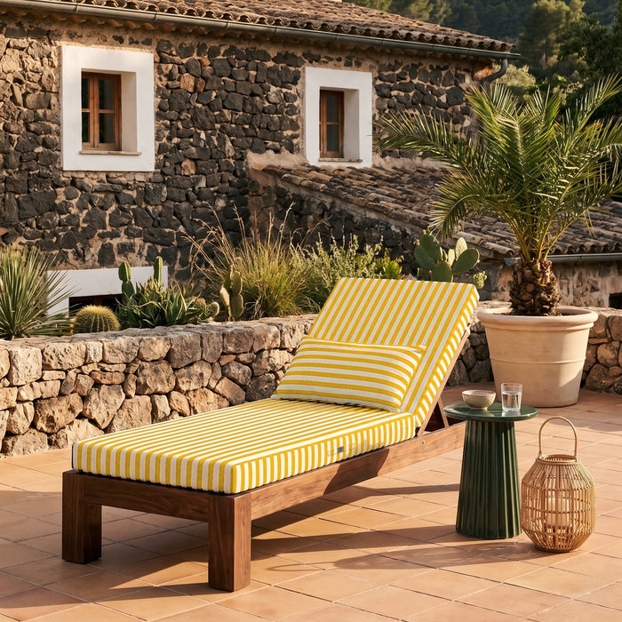 Materassino Sdraio Premium 190x60 Riga Gialla - Spesso 10cm & Poggiatesta (Sfoderabile)