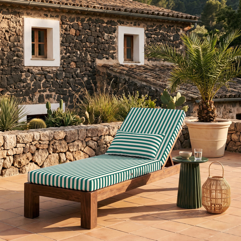 Materassino Sdraio Premium 190x60 Riga Verdee - Spesso 10cm & Poggiatesta (Sfoderabile)