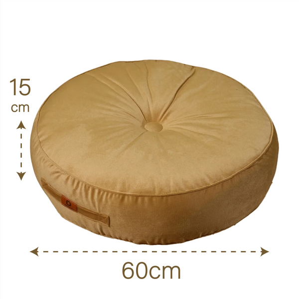Lot de 2 coussins de sol en velours diamètre 60 lot de 2 - Beige - Deco-arts.fr