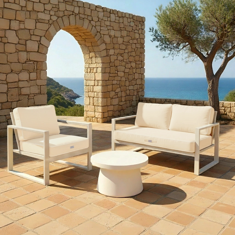 Coussins pour salon de jardin premium déhoussable 100x50cm - Jaune beurre - Déco Arts