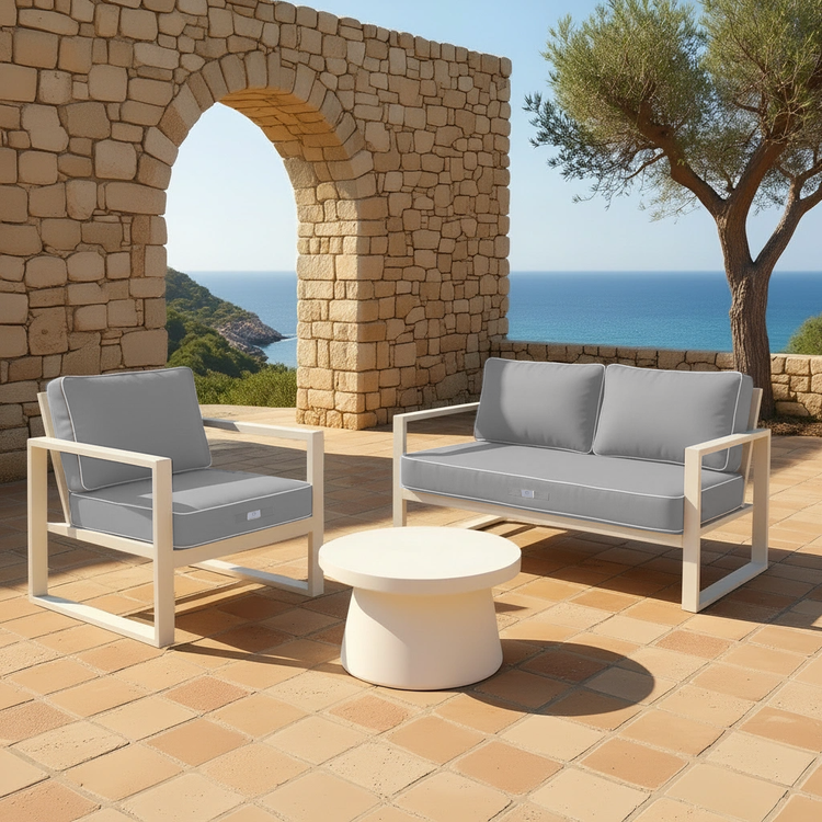 Coussins pour salon de jardin premium déhoussable 100x50cm - Gris clair - Déco Arts