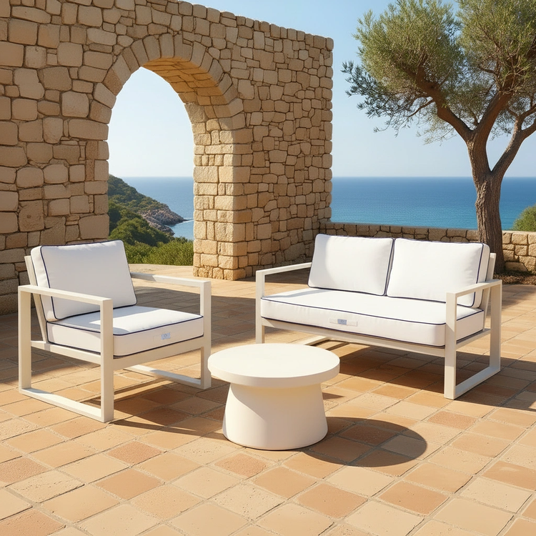 Coussins pour salon de jardin déhoussable premium 120x60cm - Blanc - Déco Arts