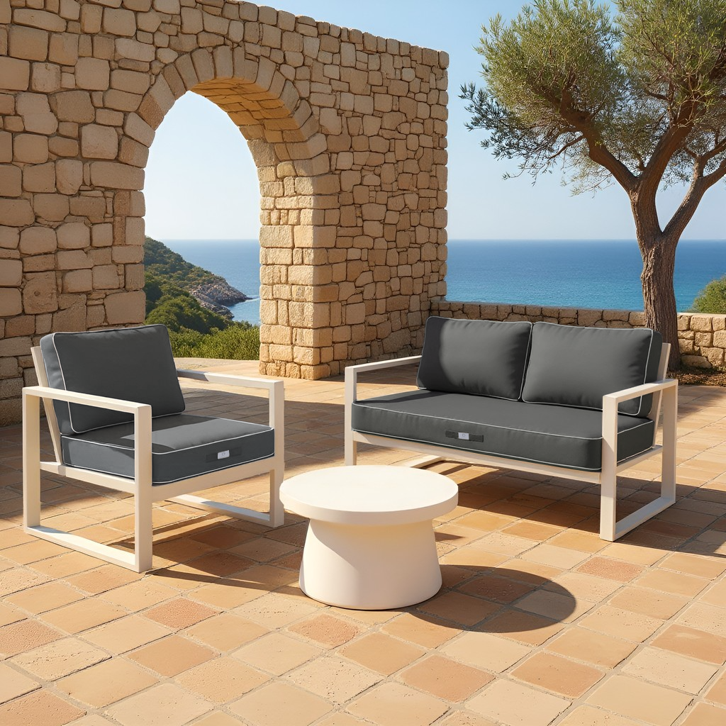 Coussins pour salon de jardin déhoussable premium 120x60cm - Gris foncé - Déco Arts