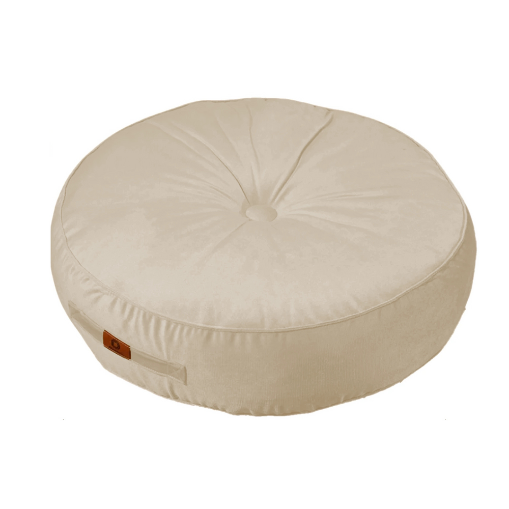 Set di 2 Pouf Rotondi in Velluto Crema – foto 3