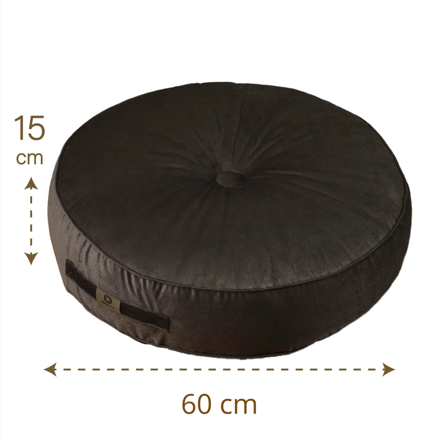 Set di 2 Pouf Rotondi in Velluto XL Ø60 Grigio Scuro – foto 5