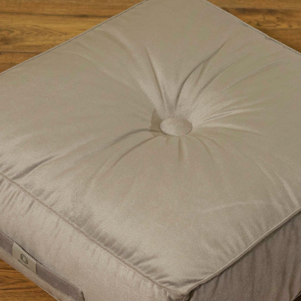 Pouf en velours 50 x 50 x 14 cm lot de 2 - gris clair - Deco-arts.fr