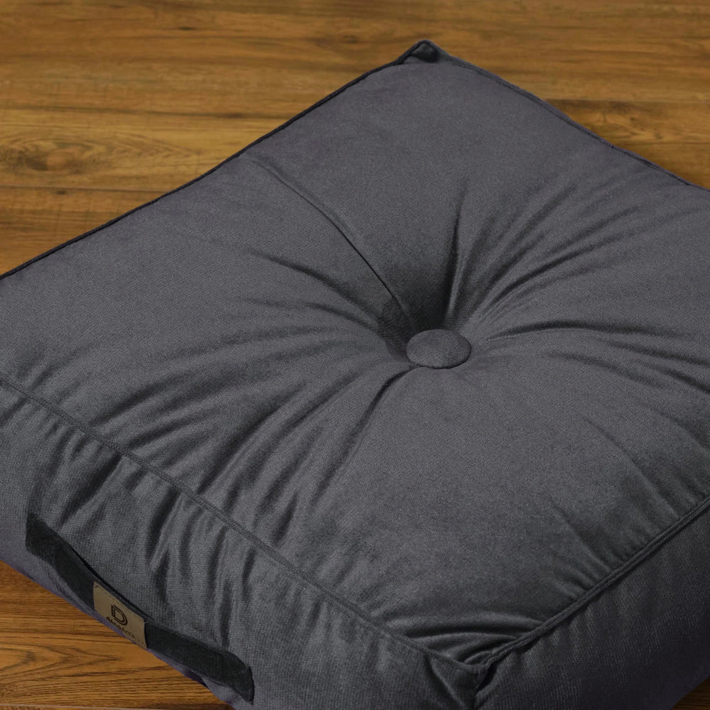 Set di 2 Pouf in Velluto XL 54x54 Grigio Scuro, tessuto in velluto