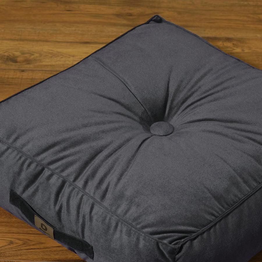 Set di 2 Pouf in Velluto XL 54x54 Grigio Scuro, tessuto in velluto