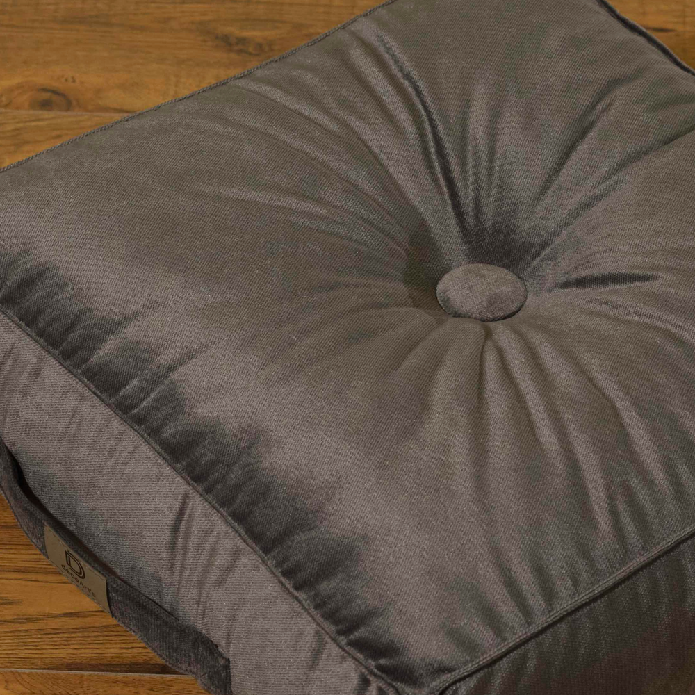 Set di 2 Pouf in Velluto 40x40 Grigio Scuro, tessuto in velluto